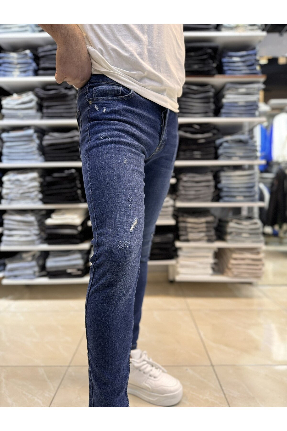 Casualmen32 Yirtik Detay Koyu Mavi Skinny Jean 137Cslke