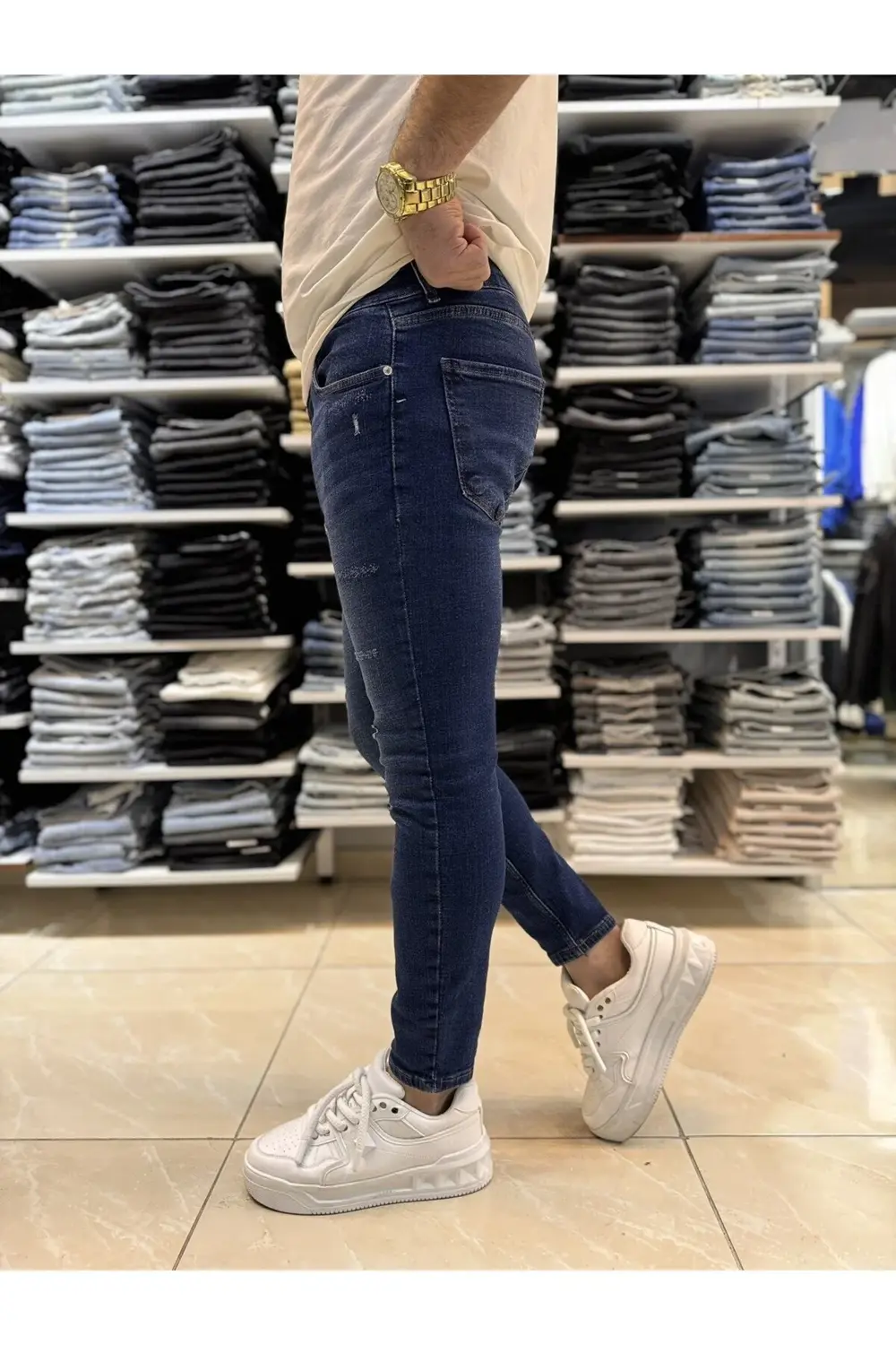 Yırtık Detay Koyu Mavi Skinny Jean 137CslKe Yırtık Detay Koyu Mavi Skinny Jean 137CslKe