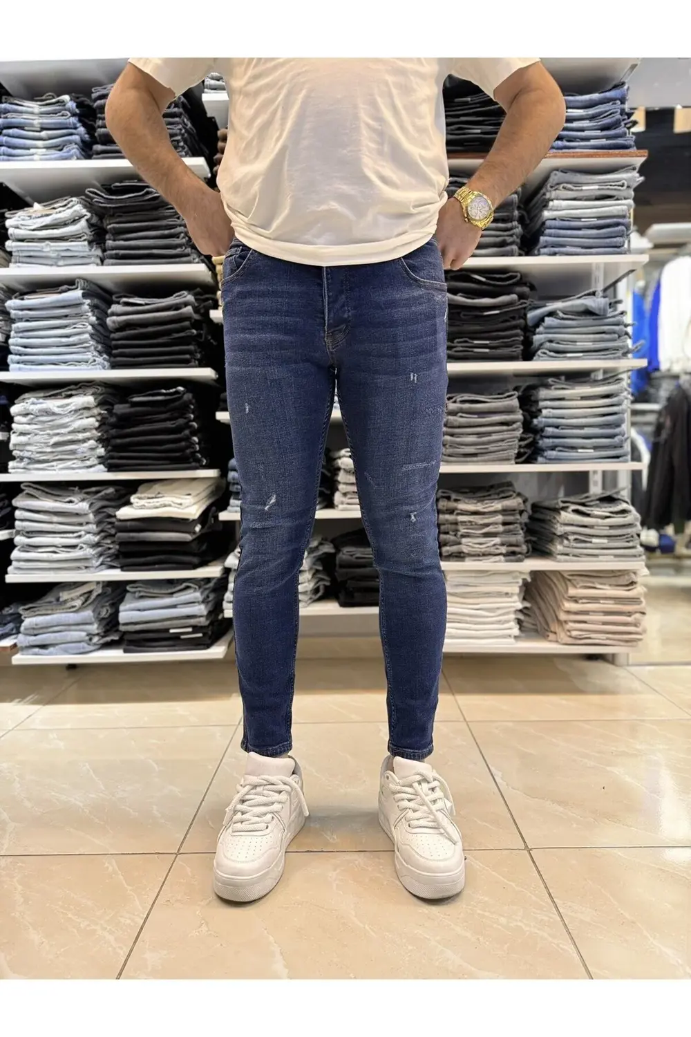 Yırtık Detay Koyu Mavi Skinny Jean 137CslKe Yırtık Detay Koyu Mavi Skinny Jean 137CslKe