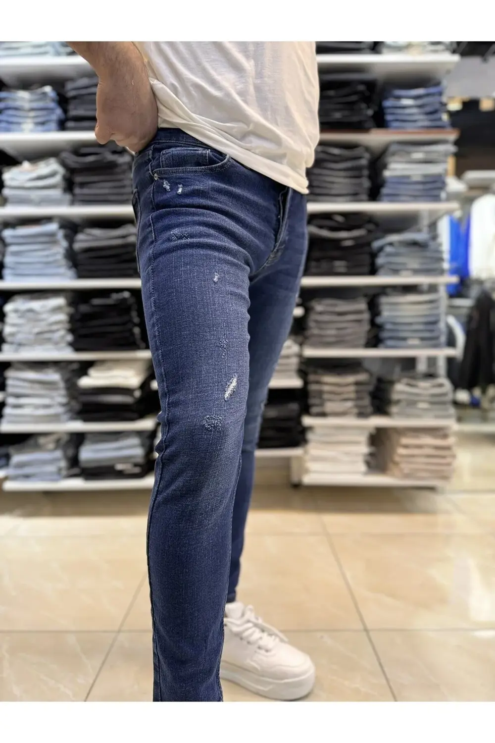 Yırtık Detay Koyu Mavi Skinny Jean 137CslKe Yırtık Detay Koyu Mavi Skinny Jean 137CslKe