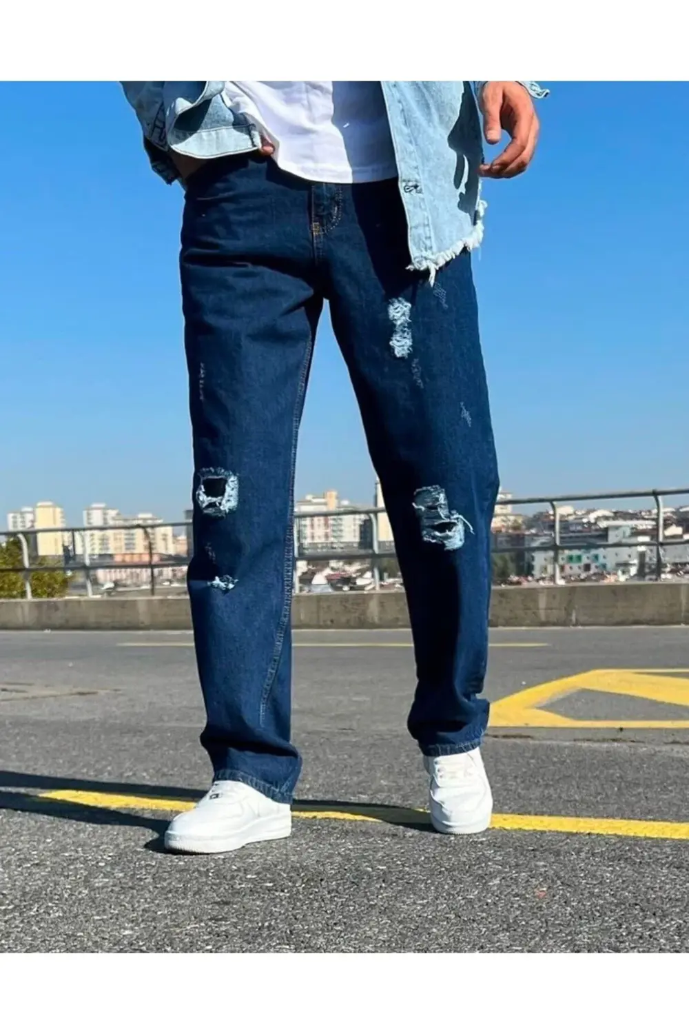 Yırtık Yamalı Baggy Jean