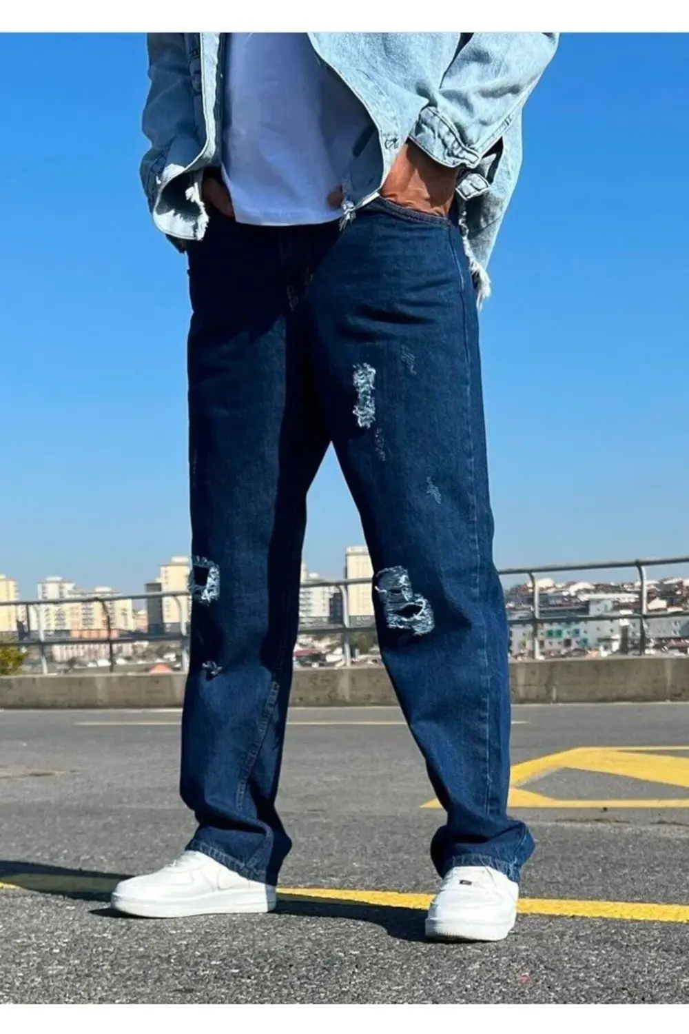 Yırtık Yamalı Baggy Jean