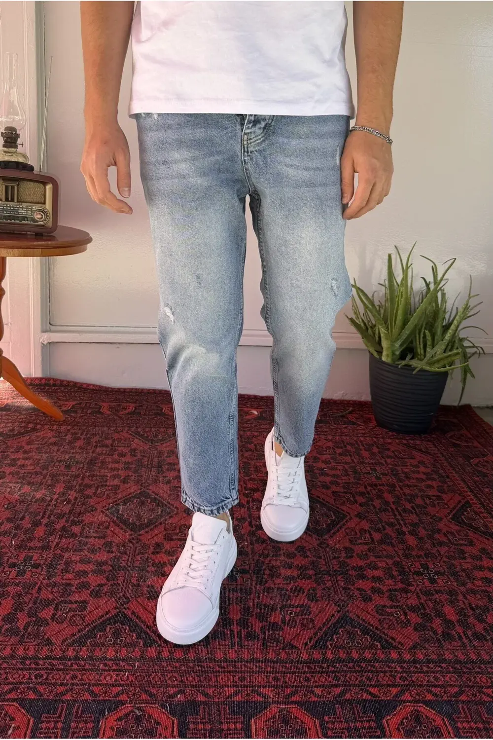 Yırtık-Yıkama Detaylı Boyfriend Jean