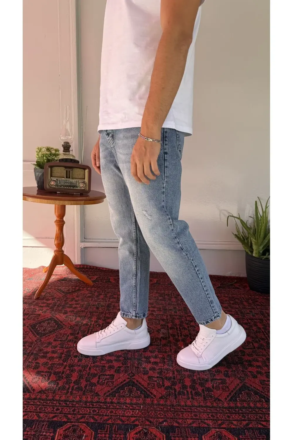 Yırtık-Yıkama Detaylı Boyfriend Jean