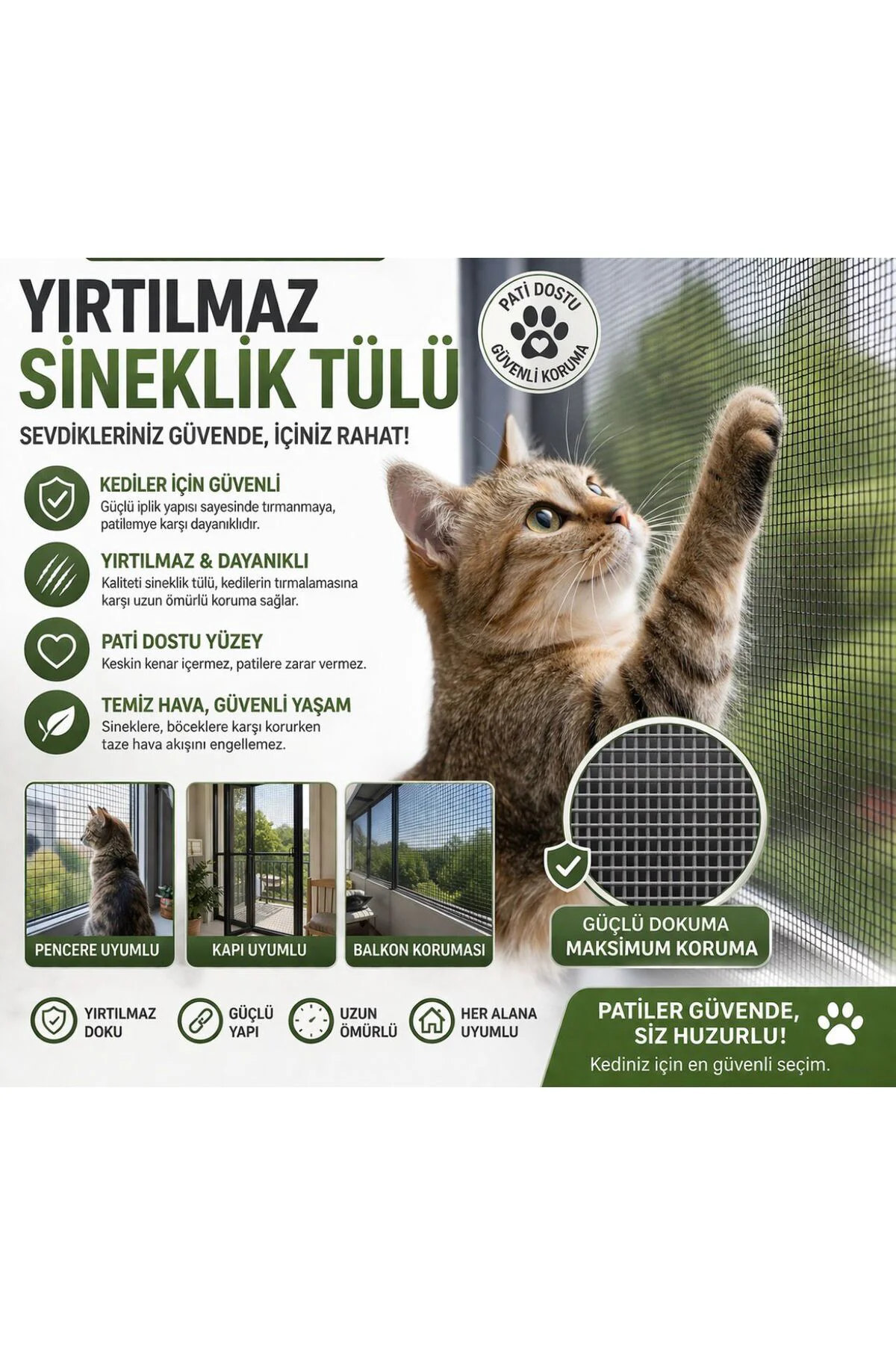 YIRTILMAZ SİNEKLİK KEDİ TELİ(TÜLÜ) PET TÜL (EN :140CM-BOY :100CM) 140X100 YIRTILMAZ SİNEKLİK KEDİ TELİ(TÜLÜ) PET TÜL (EN :140CM-BOY :100CM) 140X100