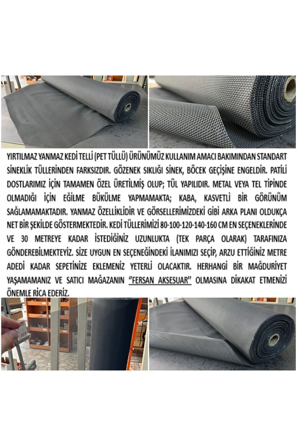 YIRTILMAZ SİNEKLİK KEDİ TELİ (PET TÜL) (EN: 140 CM - UZUNLUK: 100 CM) Fiyatı, Yorumları ve Özellikleri