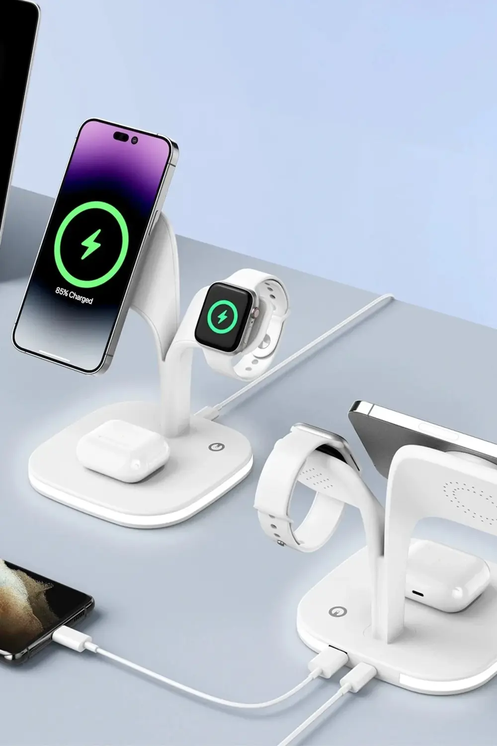 YM-UD22 Kablosuz Şarj Masaüstü Set - Pembe-(5796)