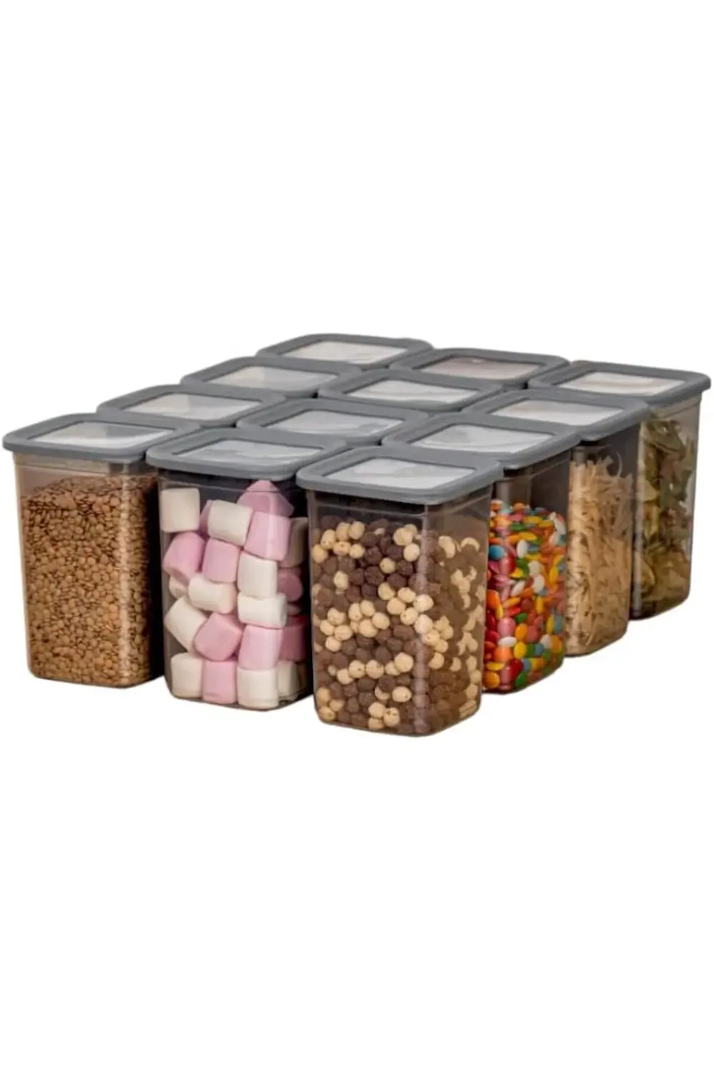 ynsShoping 12'li 1300ml. Sızdırmaz Vakumlu Kapaklı Kare Erzak Sak