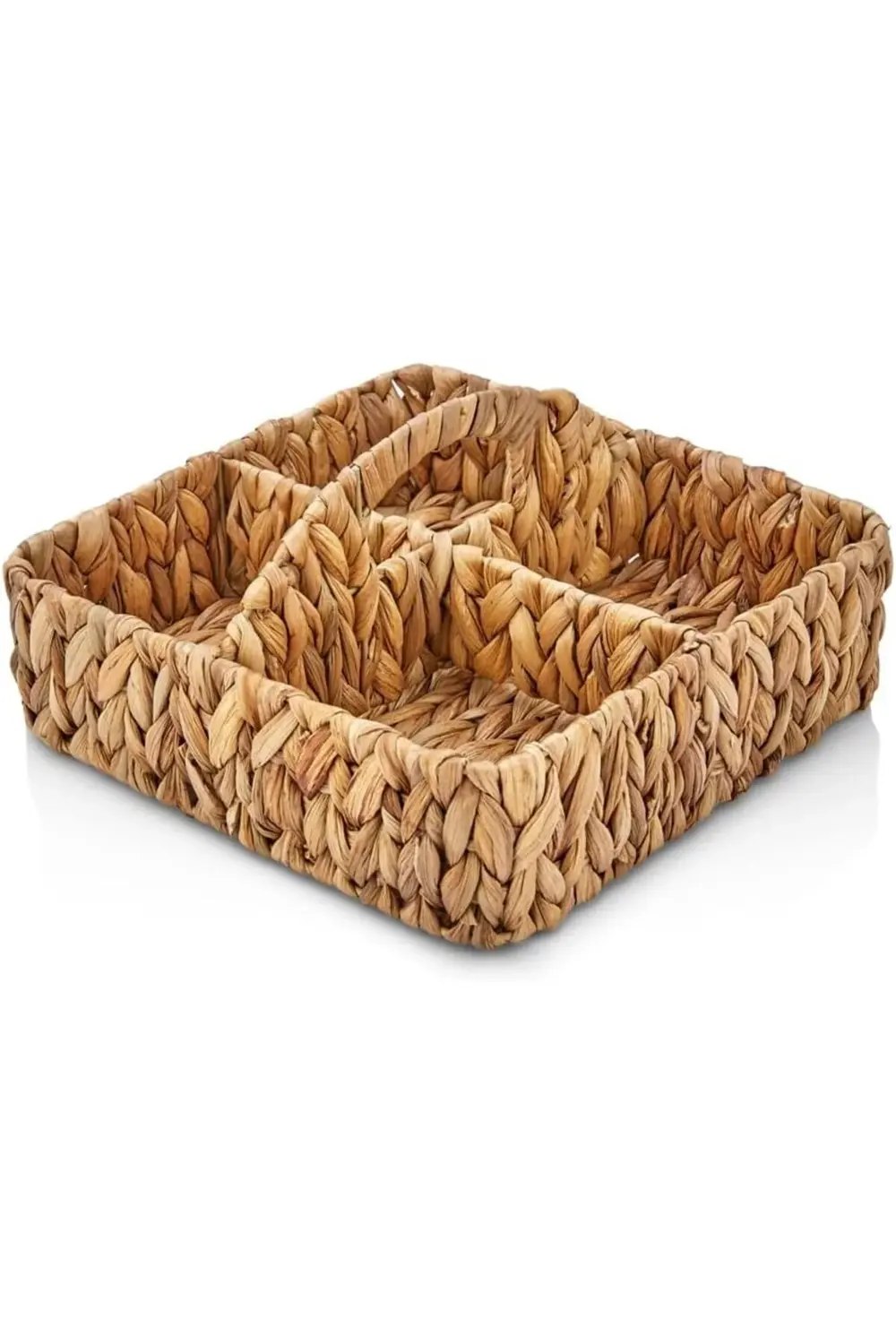 ynsShoping El Yapımı Hasır Saplı Kare 4 Bölmeleli Düzenleyici Org