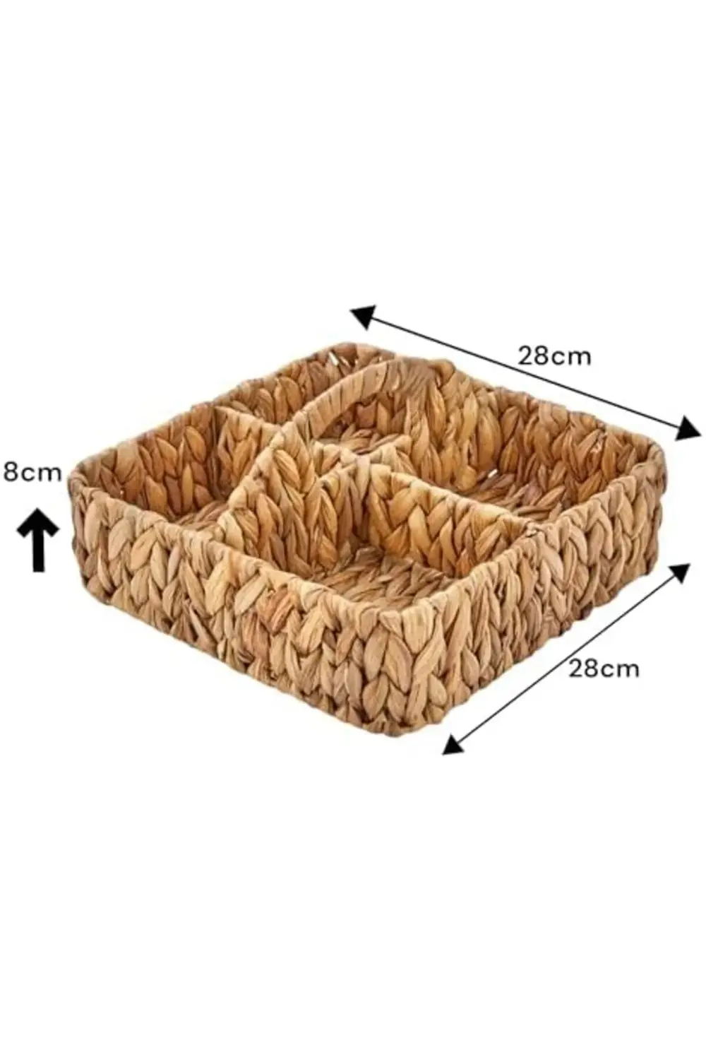 ynsShoping El Yapımı Hasır Saplı Kare 4 Bölmeleli Düzenleyici Org