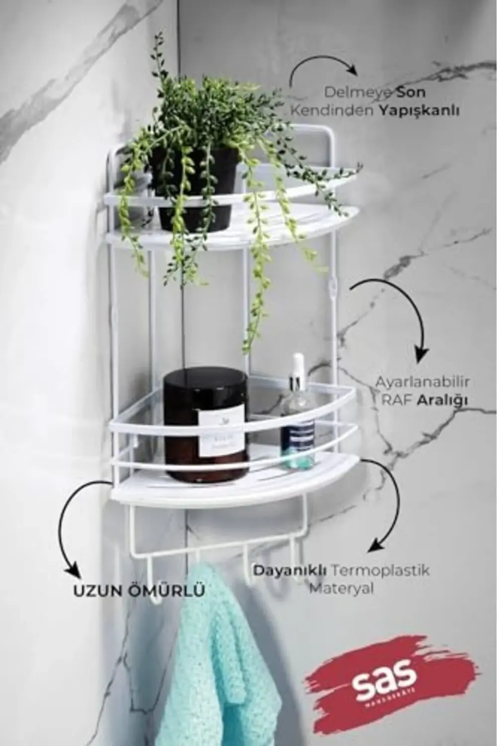 ynsShoping Haus Yapışkanlı Ömür Boyu Paslanmaz Ayarlanabilir Raf