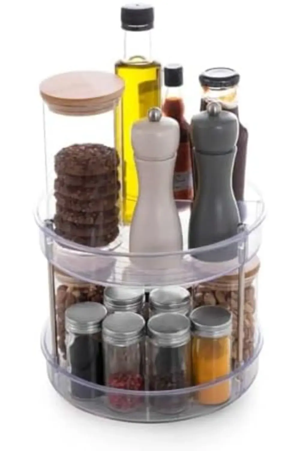 ynsShoping M-E64-16 Elpida İki Katlı Döner Raf, 20 x 23 cm, Şeffa