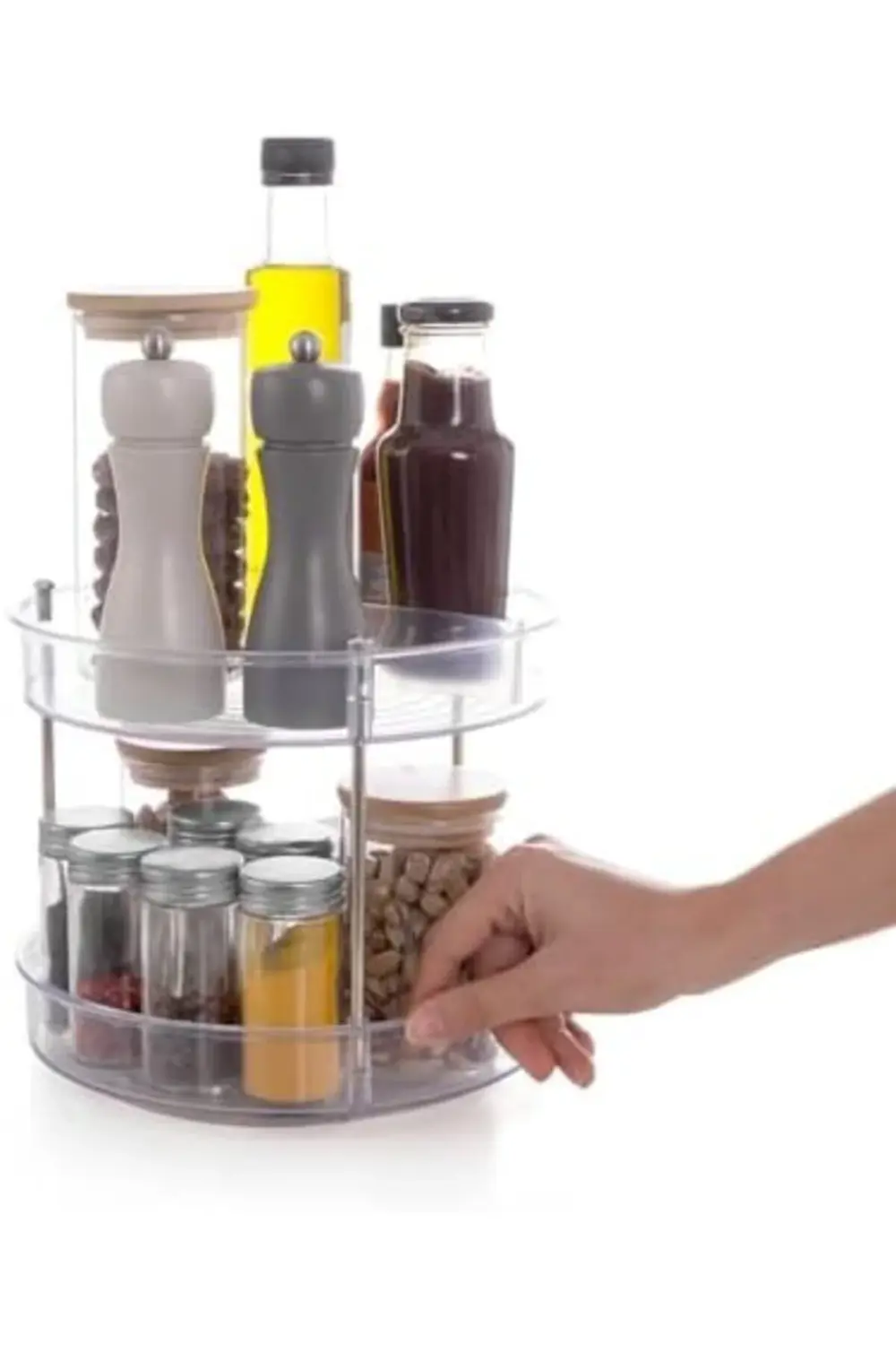 ynsShoping M-E64-16 Elpida İki Katlı Döner Raf, 20 x 23 cm, Şeffa