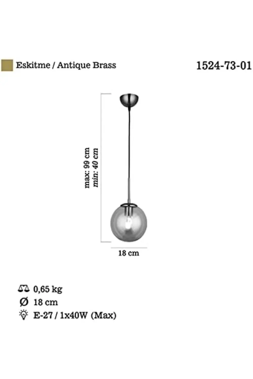 ynsShoping TEKLİ ESKİTME AVİZE 1XE27 NewTrrending 1178227