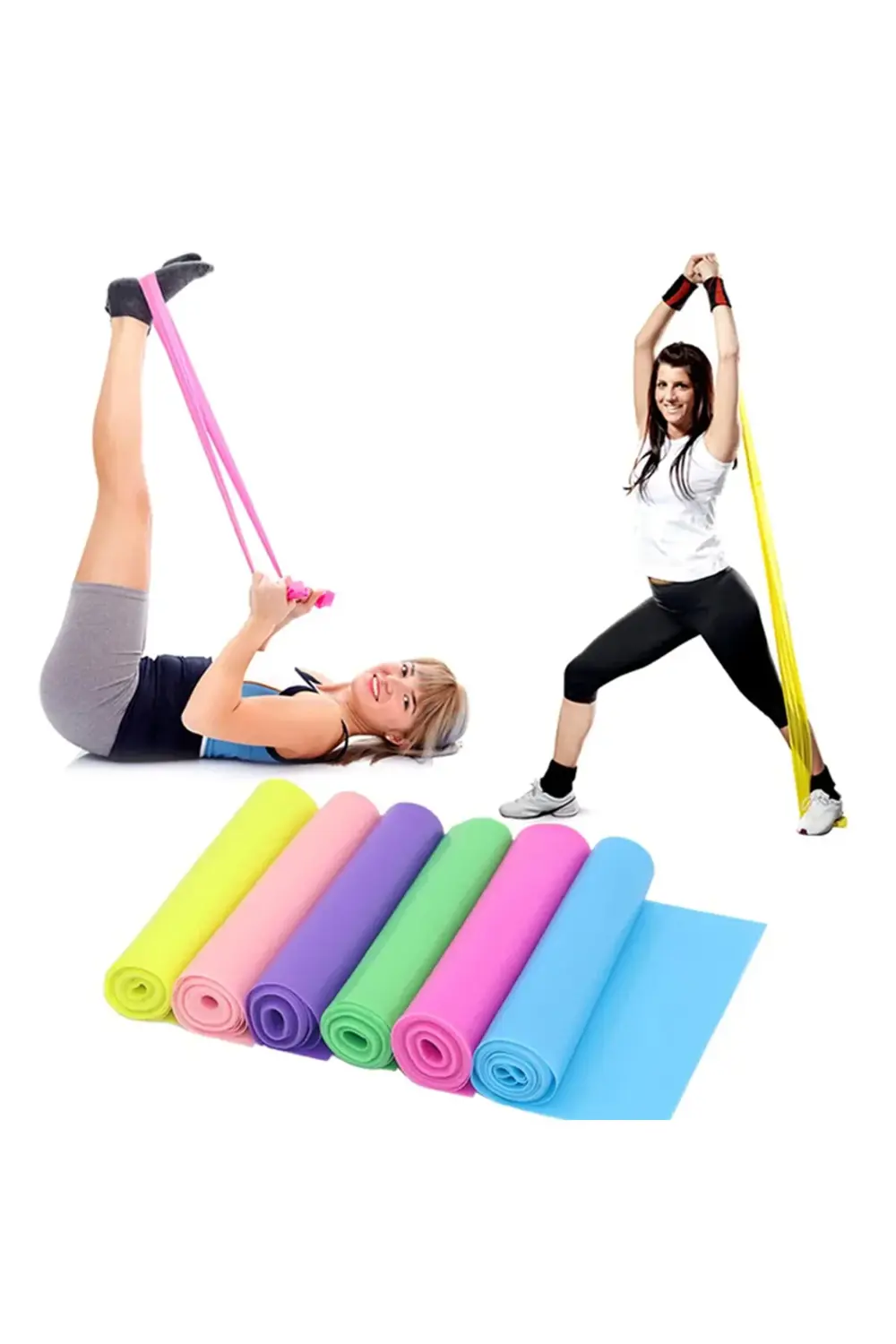 Yoga Fitnes Egzersiz Direnç Bantları Kauçuk Ekipmanları Yoga Eğit