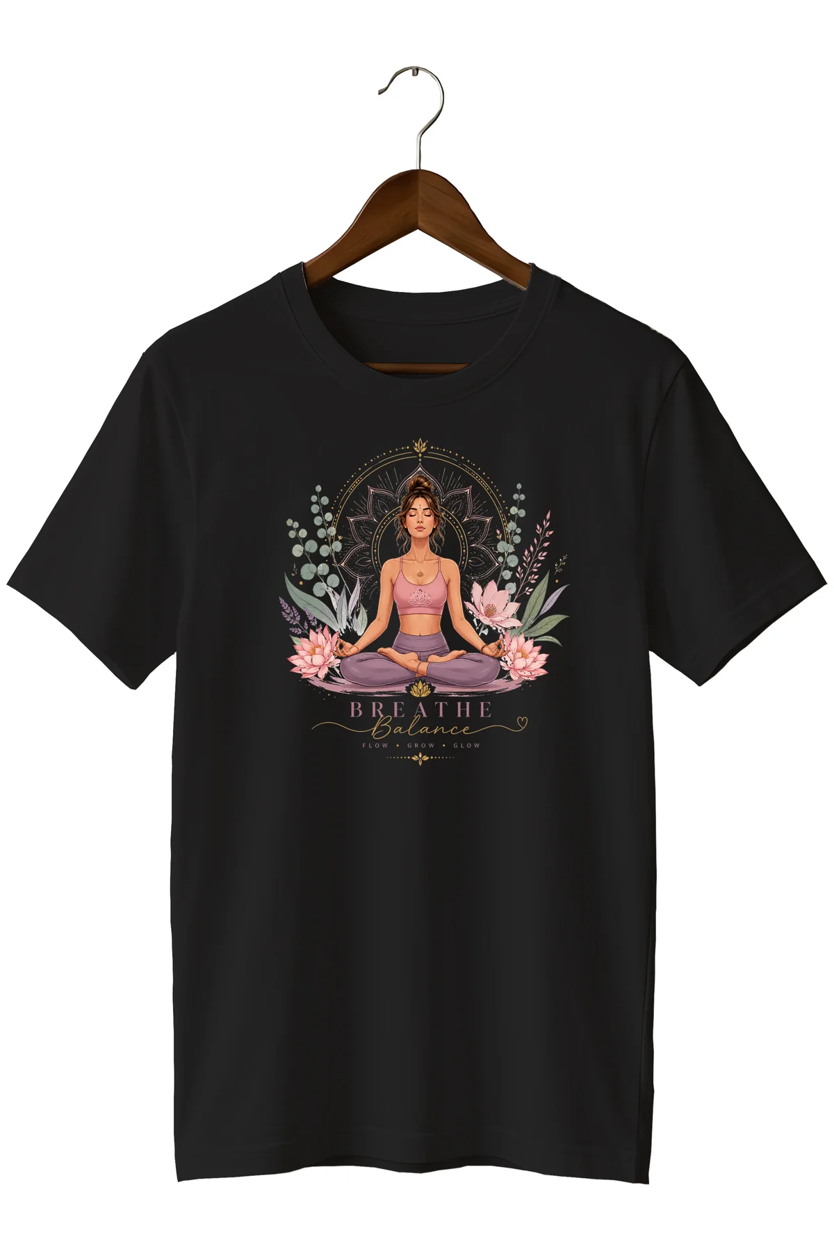 Yoga Pilates Breathe Balance Motivasyon Farkındalık Tişörtü