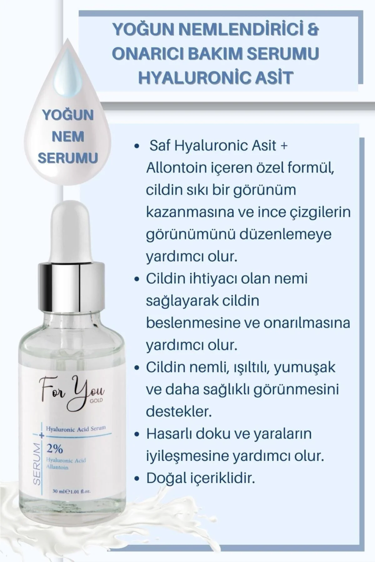 Yoğun Nemlendirici & Onarıcı Bakım Serumu Hyaluronic Asit – Allon