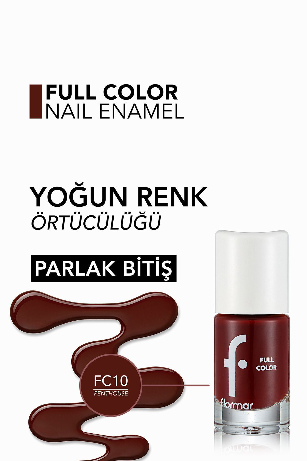Yoğun Renk Veren Parlak Oje (KİREMİT KIRMIZISI)-full Color Nail E