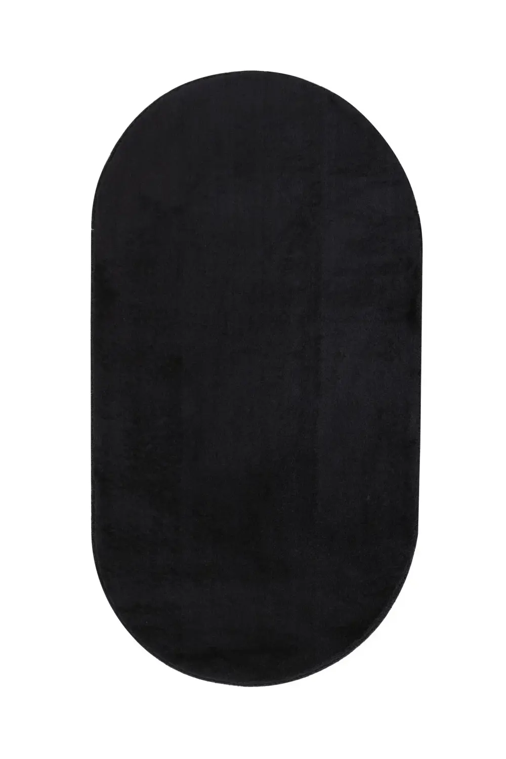 Yok Puf Siyah Oval Post Halı Peluş Yumuşacık Kaymaz
