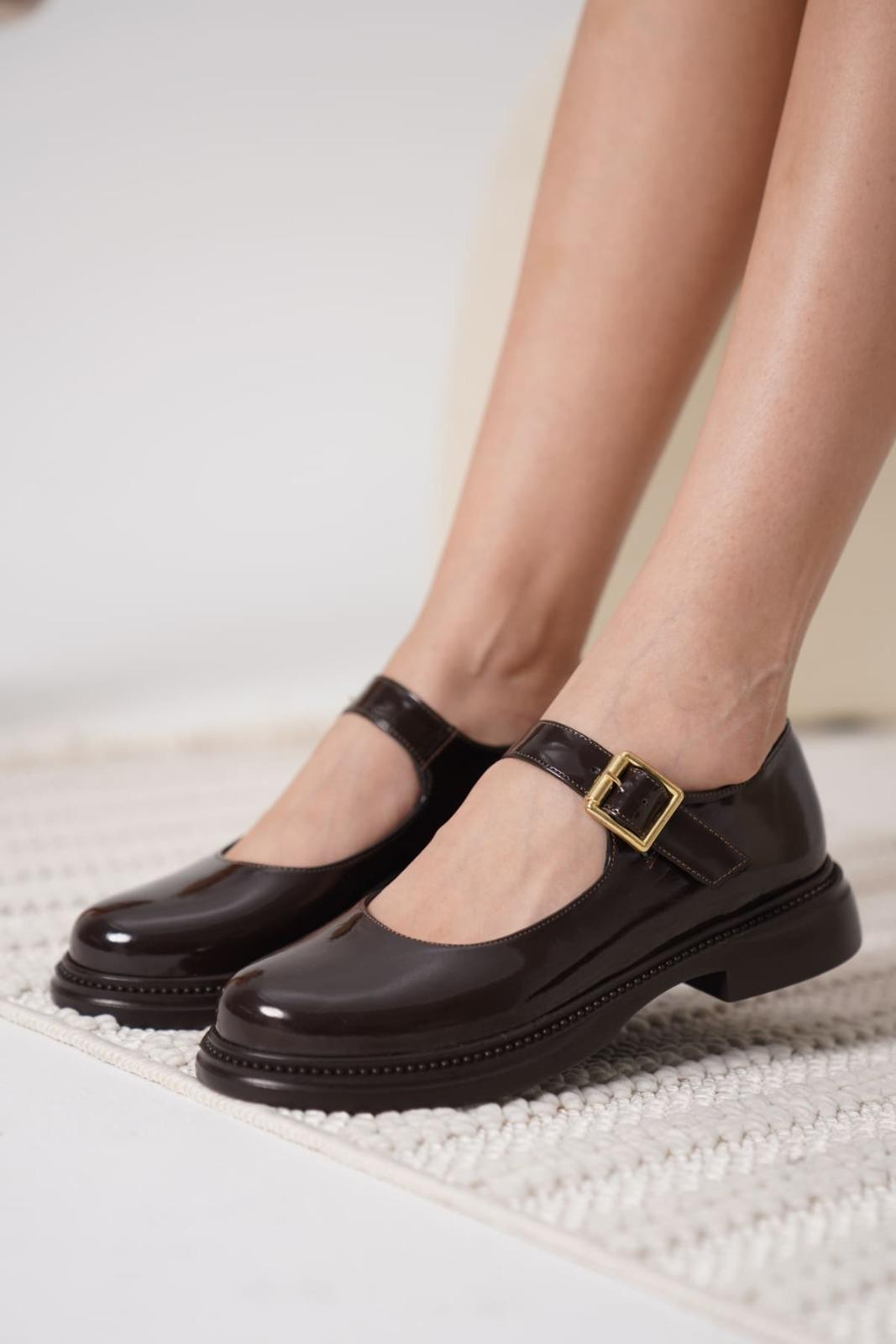 Yoko Kahverengi Rugan Oxford Ayakkabı