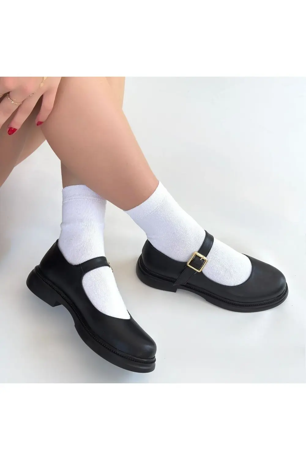 Yokox Siyah Cilt Oxford Ayakkabı Yokox Siyah Cilt Oxford Ayakkabı