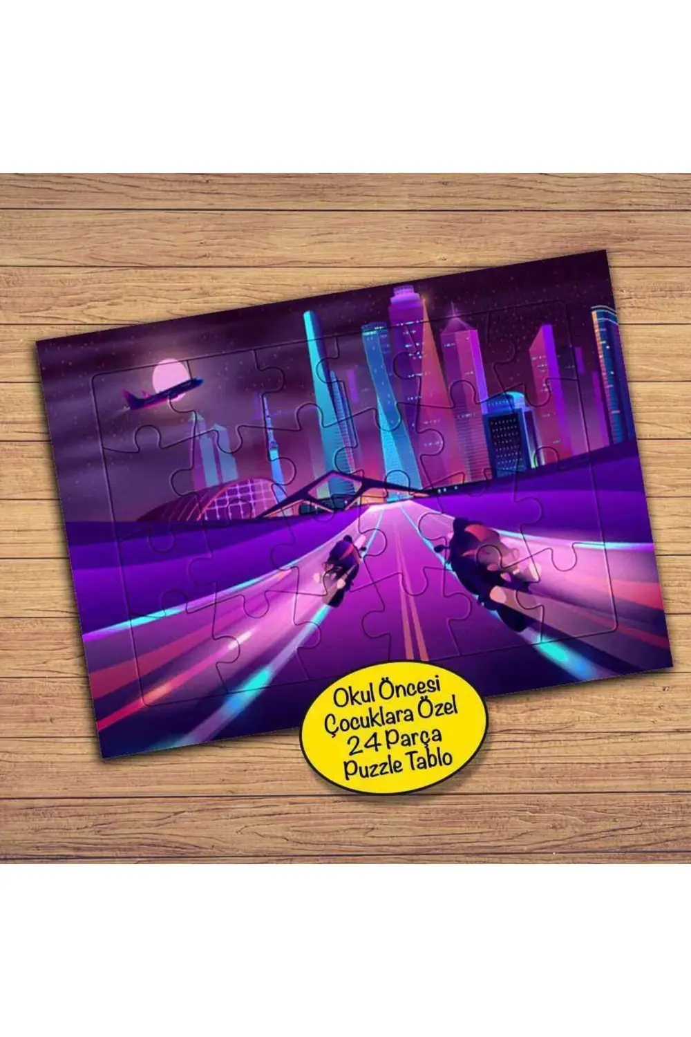 Yol Ve Yüksek Binalar 24 Parça Çocuklara Özel Yapboz Tablo-2955