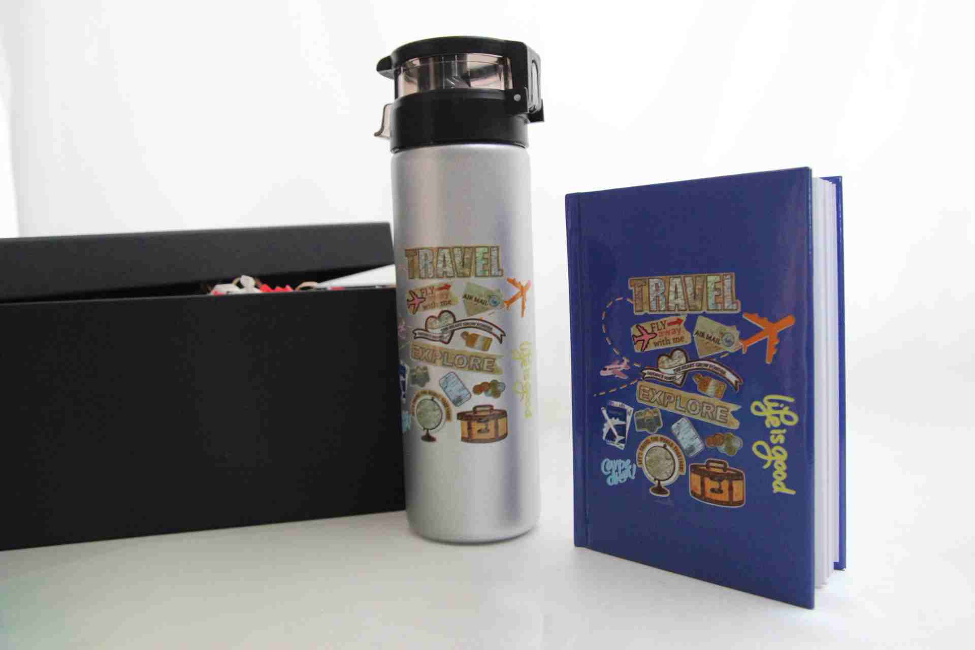 Yolculuk Temalı Hediye Seti - Termos ve Defter Hediye Kutusu