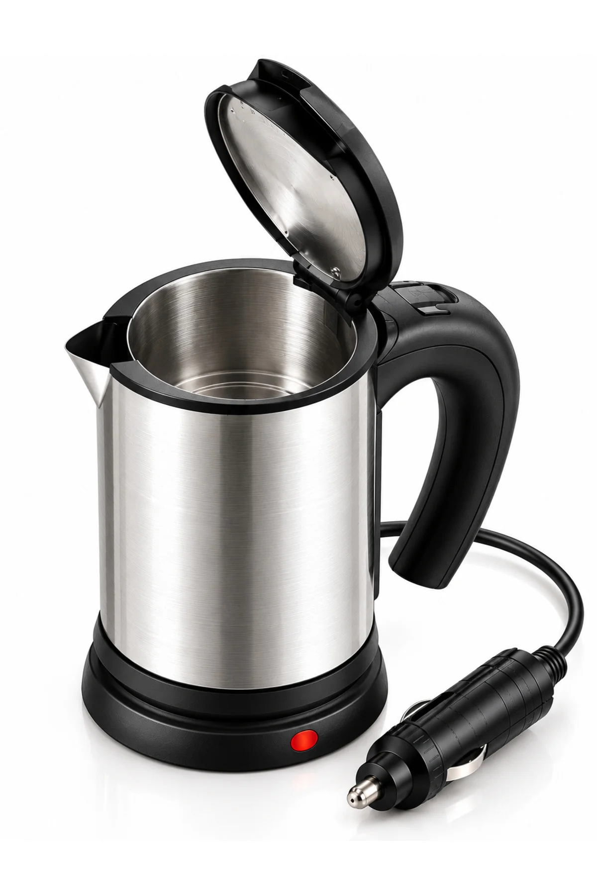 Yolculuk Ve Seyahat İçin 12V Araç Uyumlu Paslanmaz Çelik Elektrikli Su Isıtıcı Kettle - Görsel 5