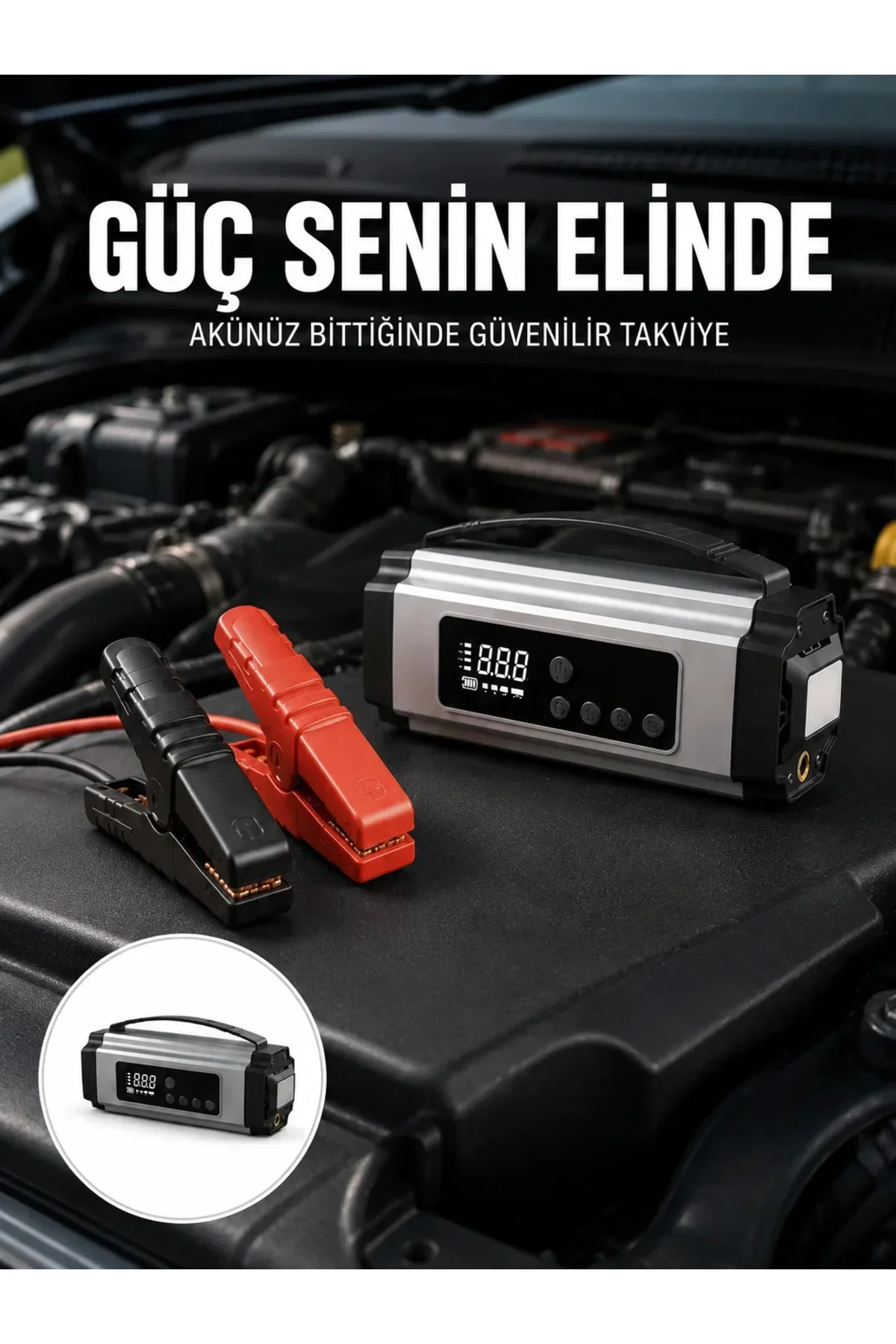 Yolda Kalmaya Son Dijital Ekranlı Akü Takviye ve Hava Kompresörü Çok Fonksiyonlu Acil Güç Ünitesi Ye