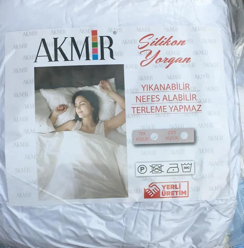 Yorgan 90167 Silikon akmr TEK Kişi Model Beyaz Pamuk Kumaş hijyen