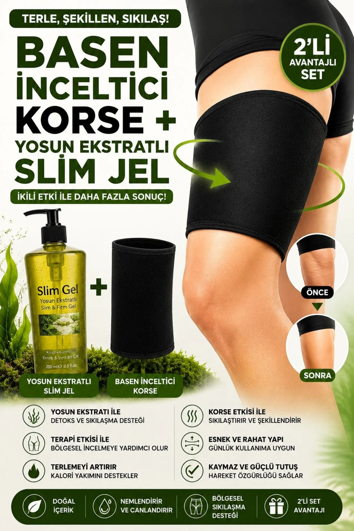 Yosun Ekstratlı Slim Jel 250 ml ve Termal Basen Korsesi 2'li Set 