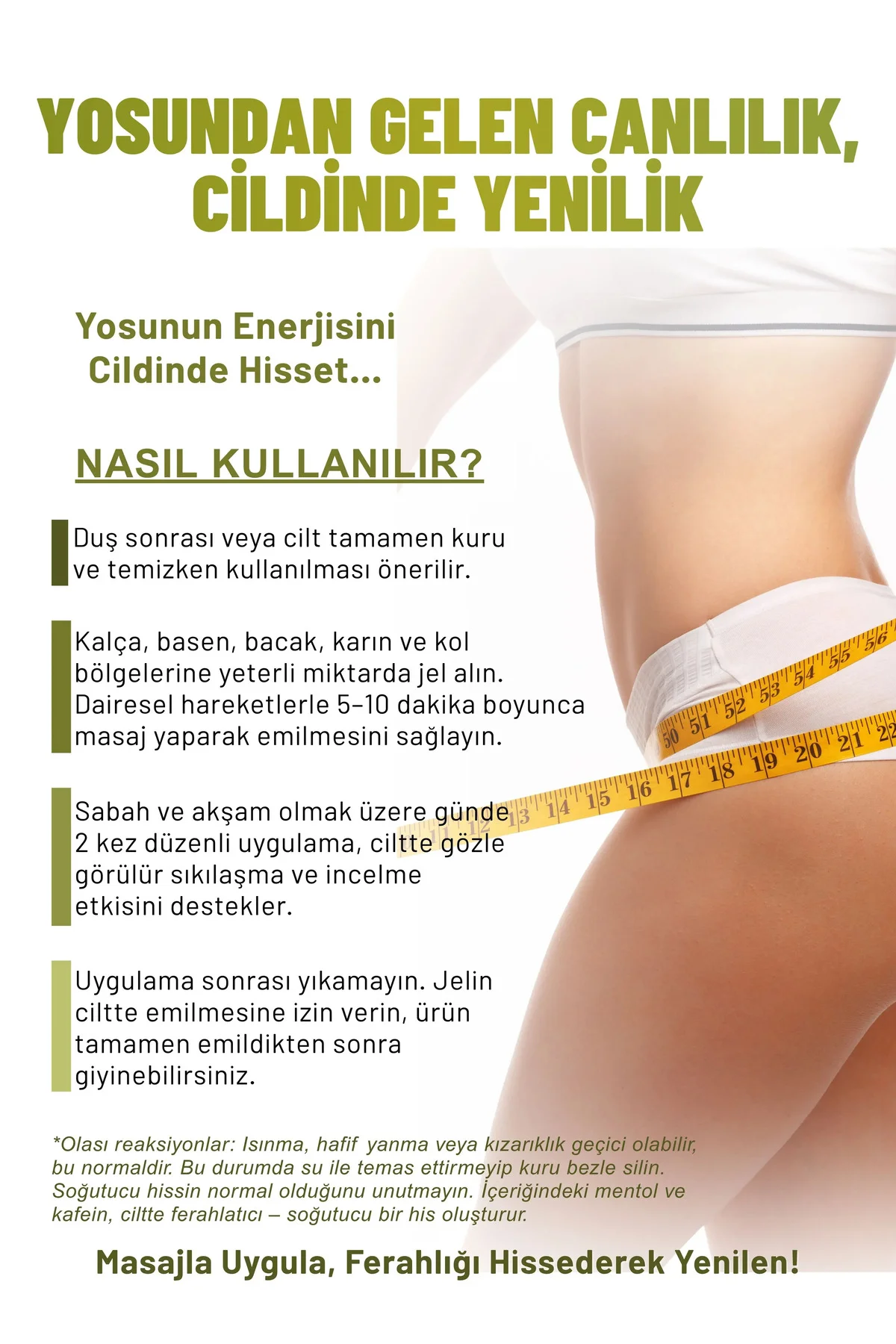 Yosun Özlü Ekstra Slim Jel – Selülit & Çatlak Karşıtı, Bölgesel İ