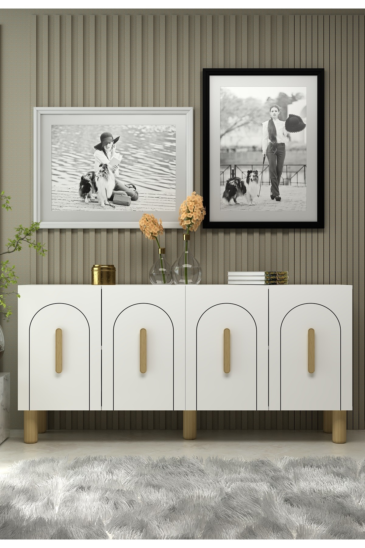 Cantek Dizayn Yosunct (Kb150) Bohem Konsol Beyaz-Beyaz-Safir Kulp