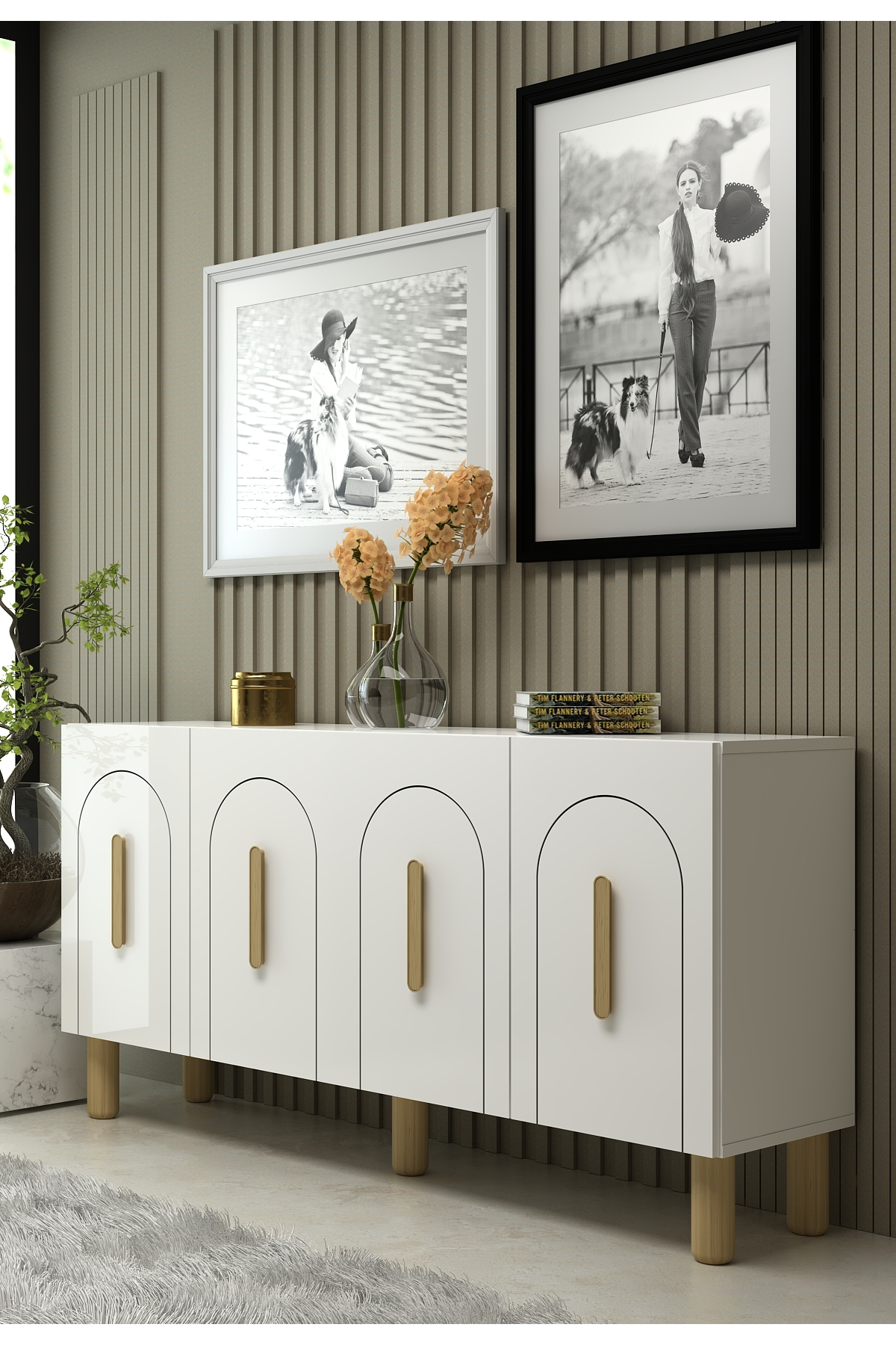 Cantek Dizayn Yosunct (Kb150) Bohem Konsol Beyaz-Beyaz-Safir Kulp