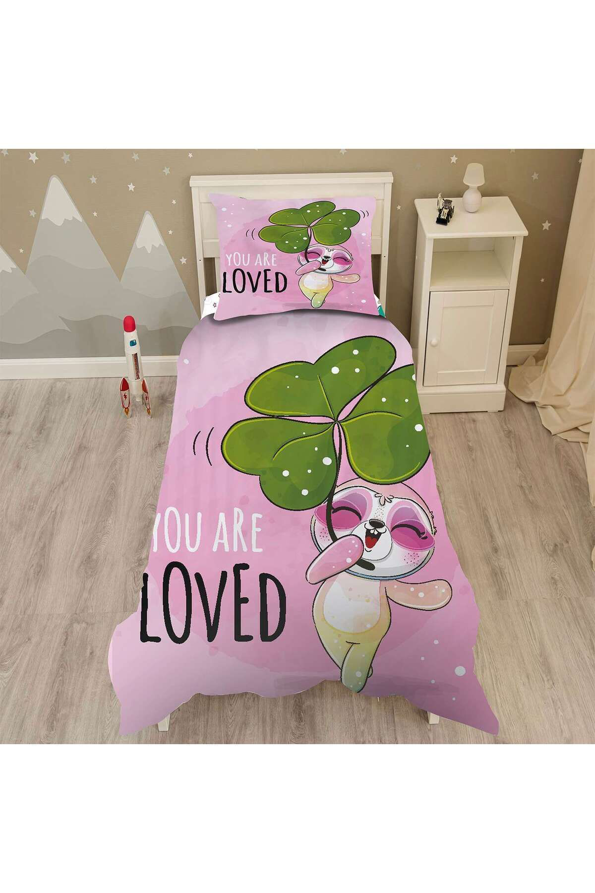 Evan Home You Are Loved Desenli Yatak Örtüsü Ve Yastık Kılıfı 2Li Takımı