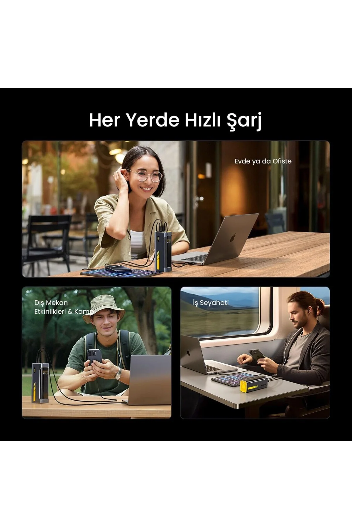 Youth 140W 3 Portlu Şarj Adaptörü, 40.000 mAh 140W PD3.1 Powerban