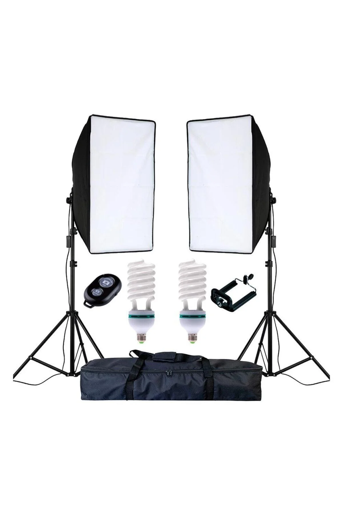 Youtuber Kanalı Videosu Için 50x70cm Softbox Daimi Işık Seti 2x85