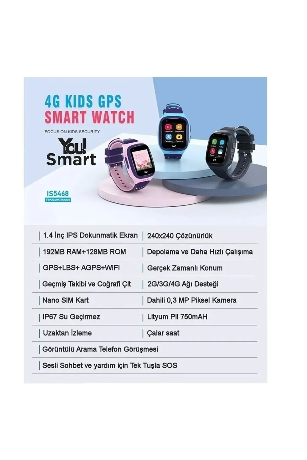 Youwatch Gps Mavi Akıllı Çocuk Saati