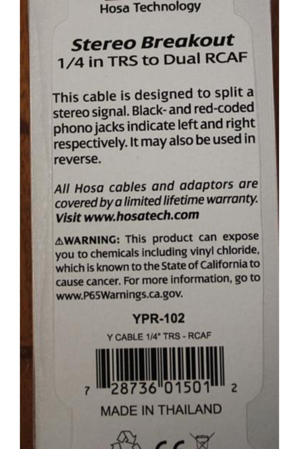 Ypr-102 1/4 Inç Trs (m) Dual Rca (f) Stereo Breakout Kablo