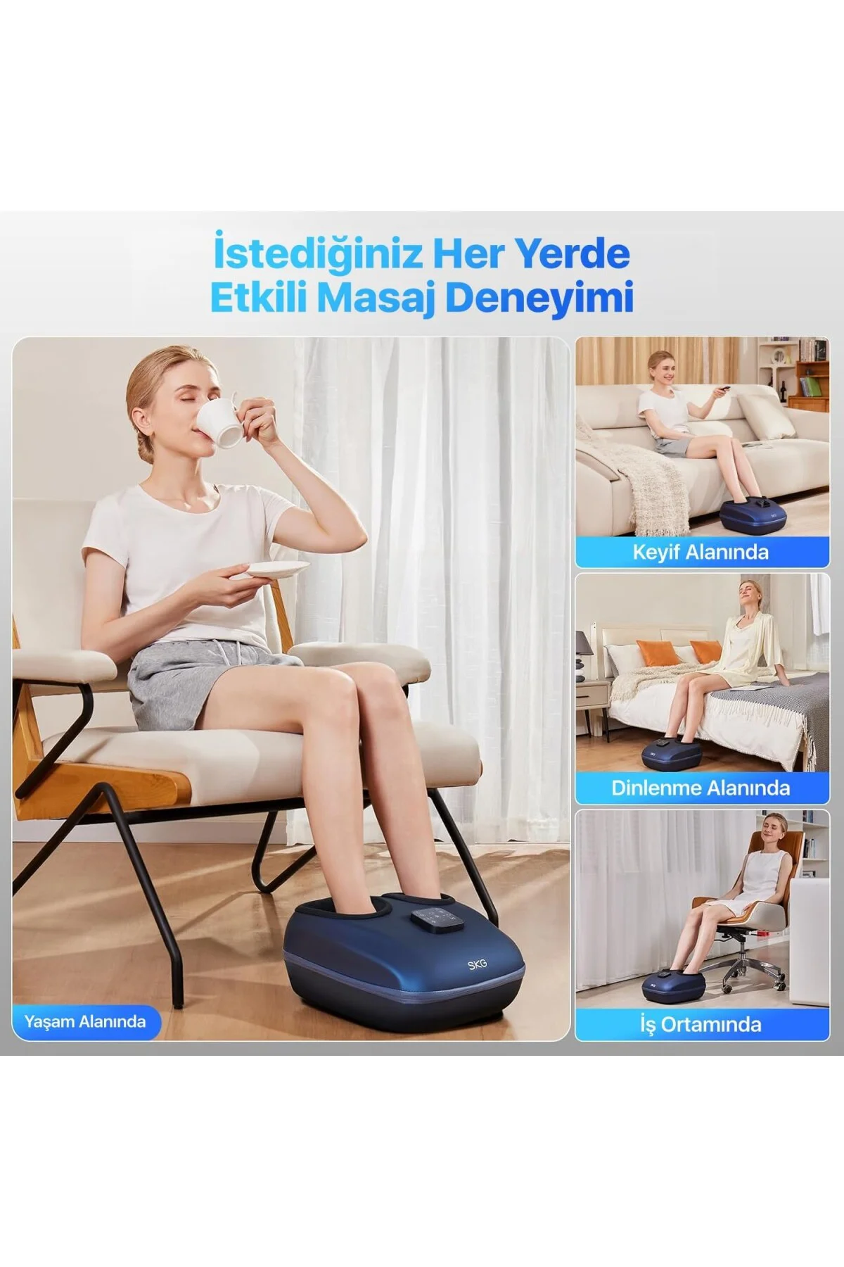 YS100 Isıtmalı Ayak Masaj Aleti | Uzaktan Kumandalı | 360° Shiatsu & Hava Basıncı |