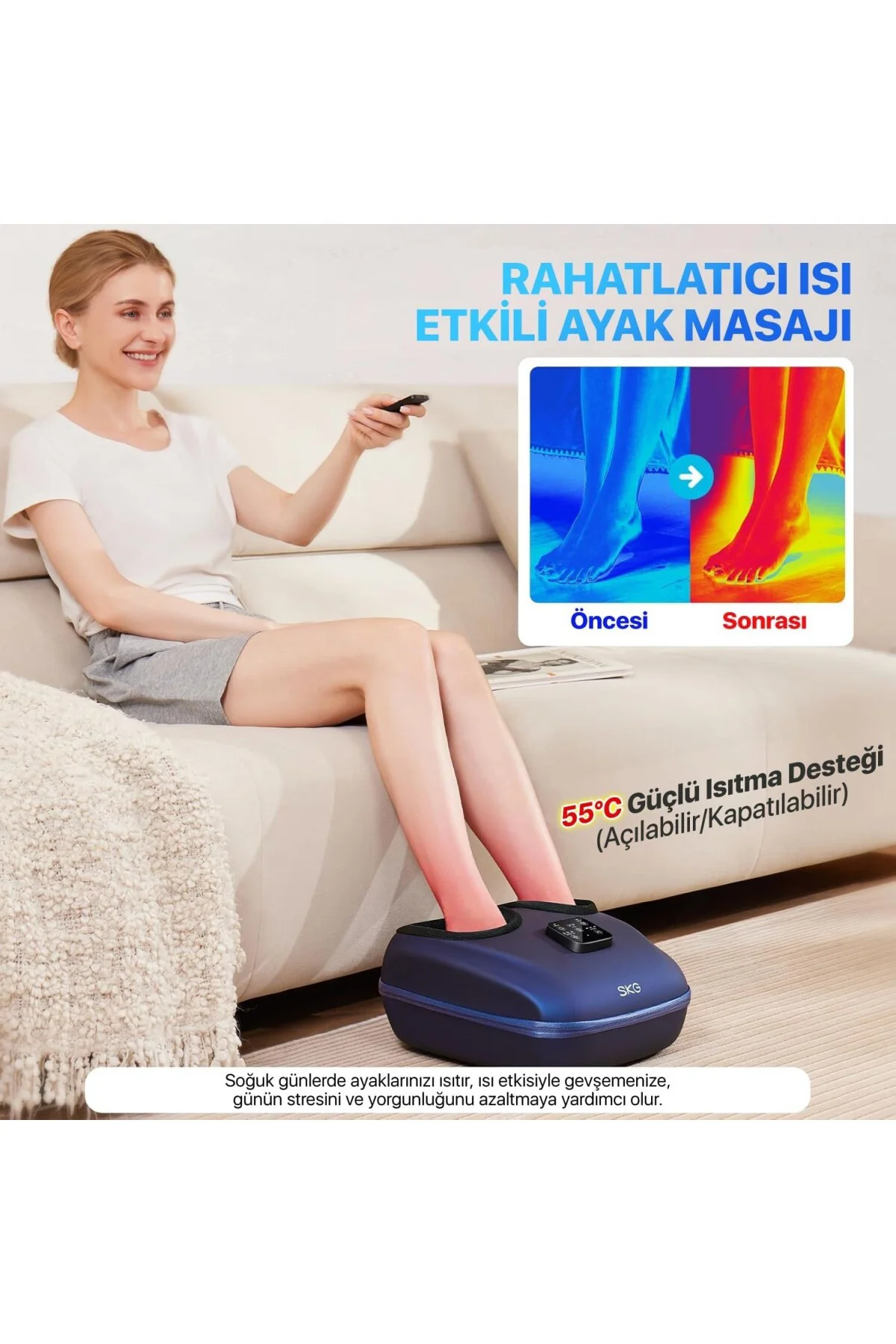 YS100 Isıtmalı Ayak Masaj Aleti | Uzaktan Kumandalı | 360° Shiatsu & Hava Basıncı |