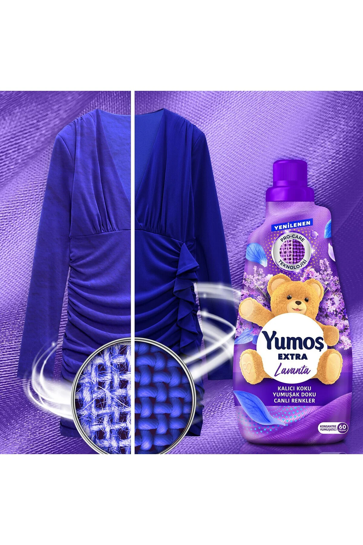 Yu moş Extra Konsantre Çamaşır Yumuşatıcısı Lavanta 1440 ML 60 Yı
