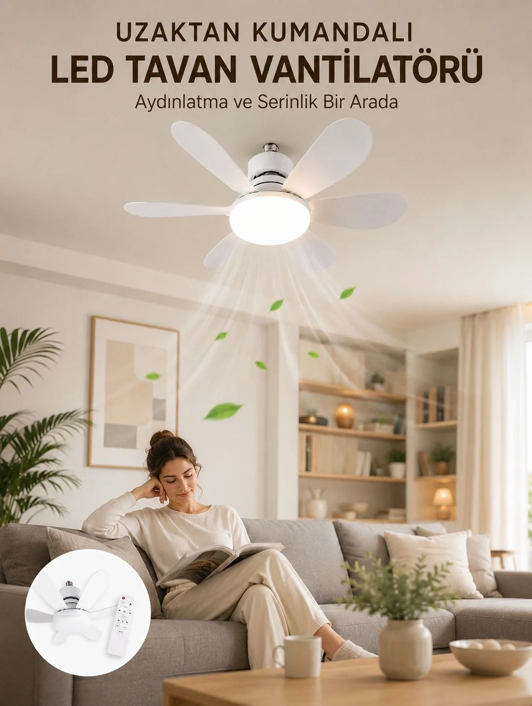 Yüksek Aydınlatma Performansına Sahip LED Tavan Fanı Sessiz Çalışma Güçlü Esinti ve Uzaktan Kumanda Kontrolü Fiyatı, Yorumları ve Özellikleri