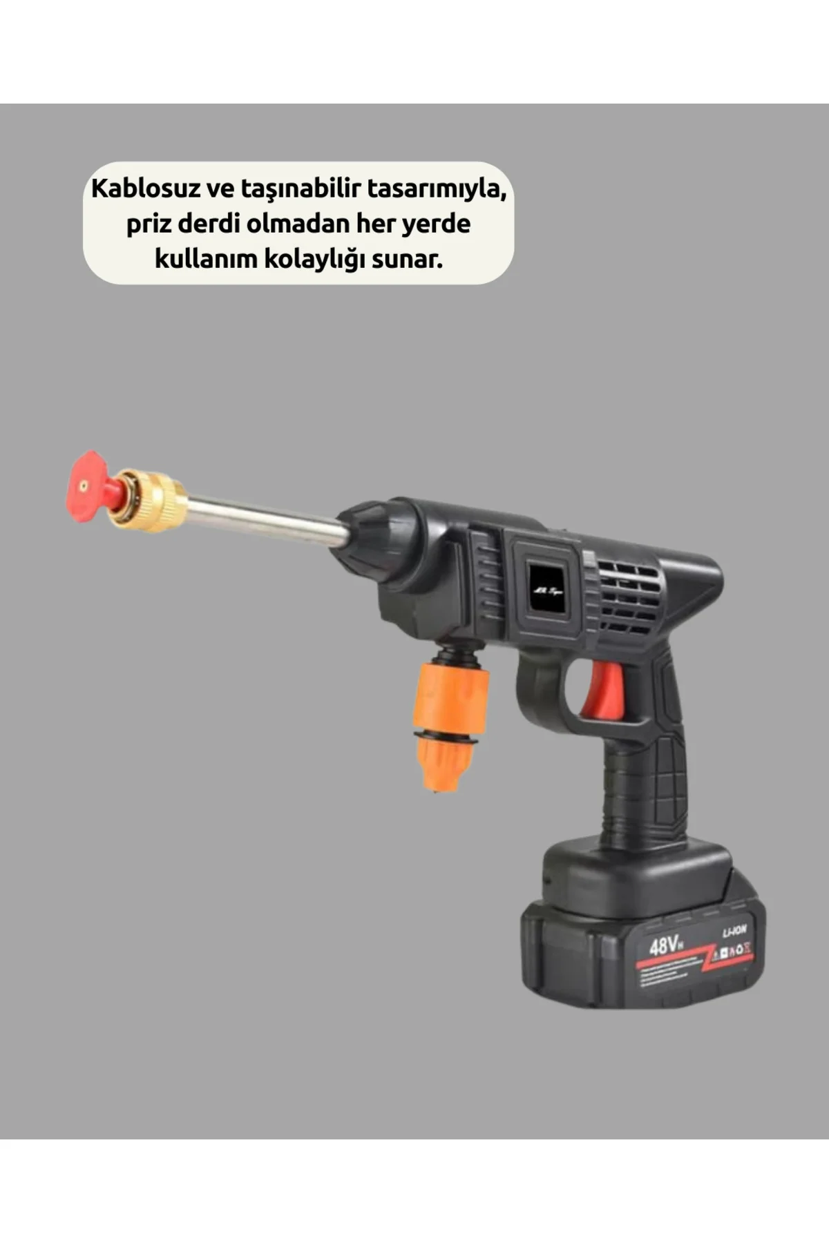 Yüksek Basınçlı Şarjlı Yıkama Tabancası Su Tabancası Hortumlu - L