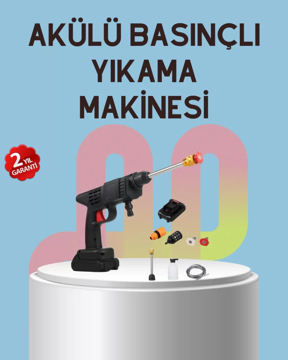 Yüksek Basınçlı Şarjlı Yıkama Tabancası Su Tabancası Hortumlu - L