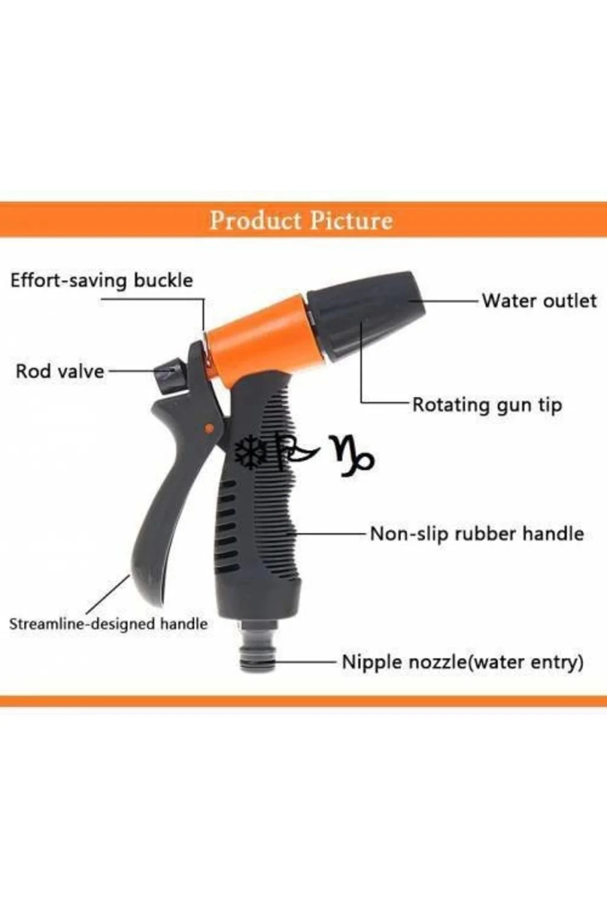 Yüksek Basınçlı Su Püskürtme Tabancası Sulama Bahçe Hortumu Tazyi