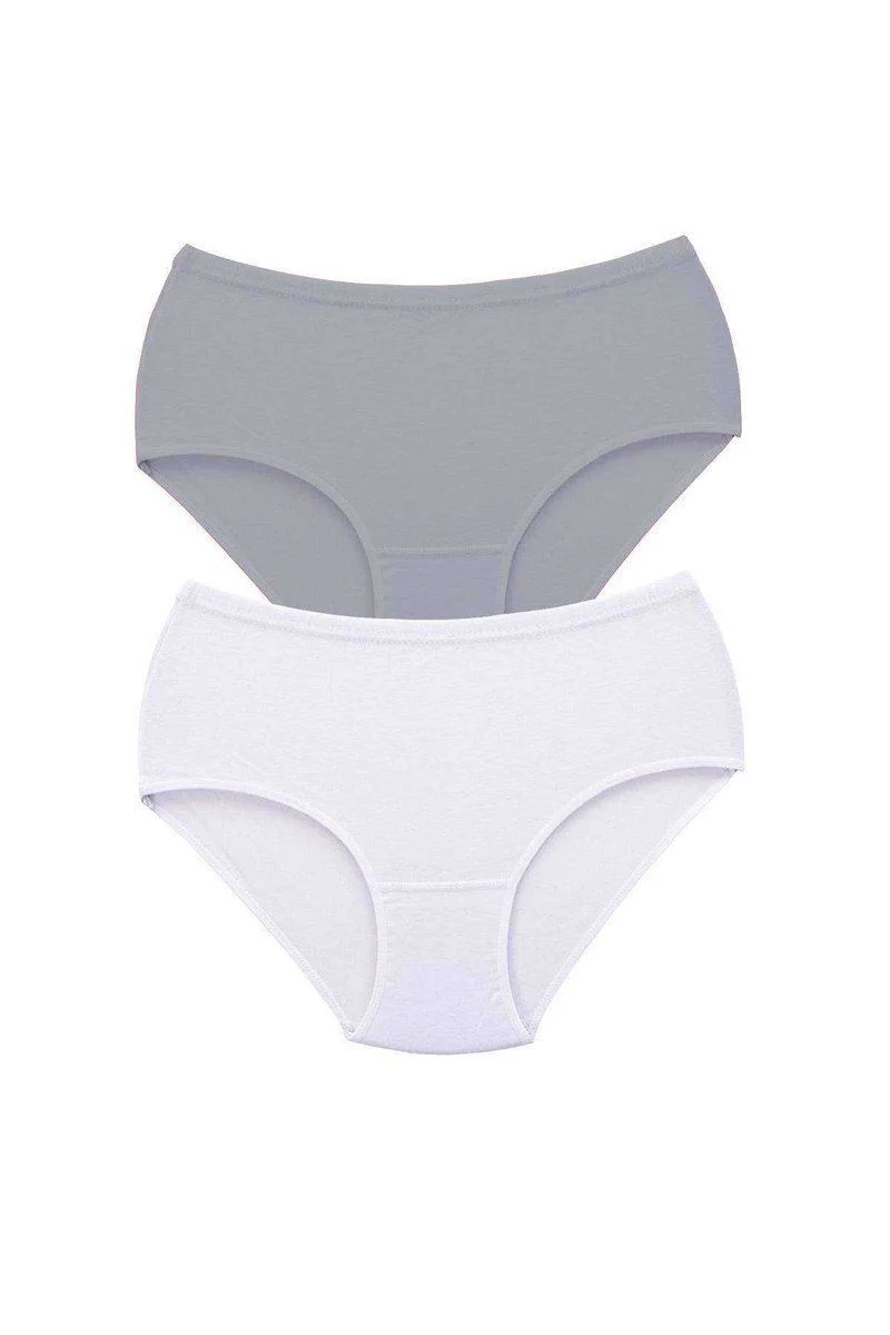 Yüksek Bel Bato Külot 2'li Paket - %96 Pamuk %4 Likra, Kalın Lastik, Gri Beyaz Fiyatı, Yorumları ve Özellikleri