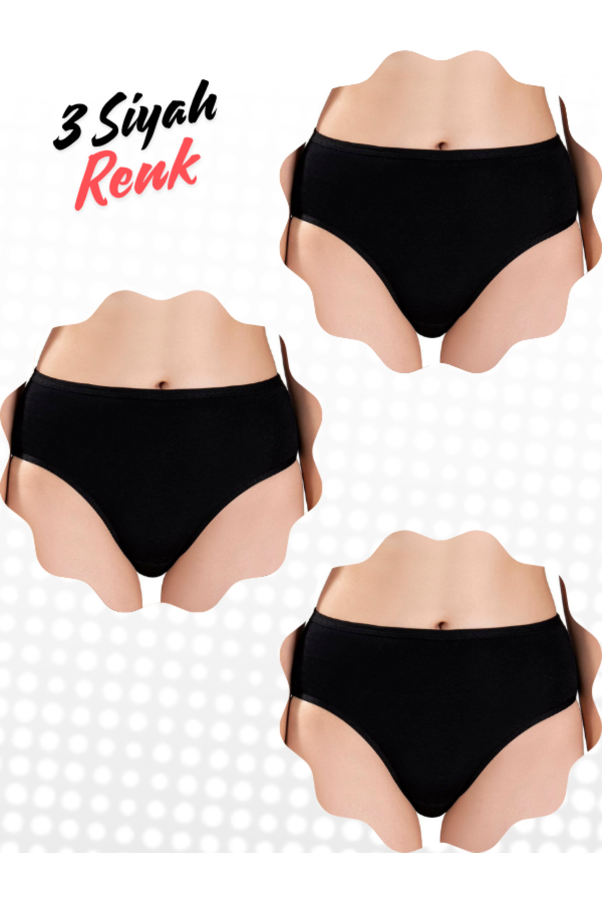 Berrak Yüksek Bel Bato Tarzında Bikini 3 Lü Adet Ekonomik Set (Ultra Kal
