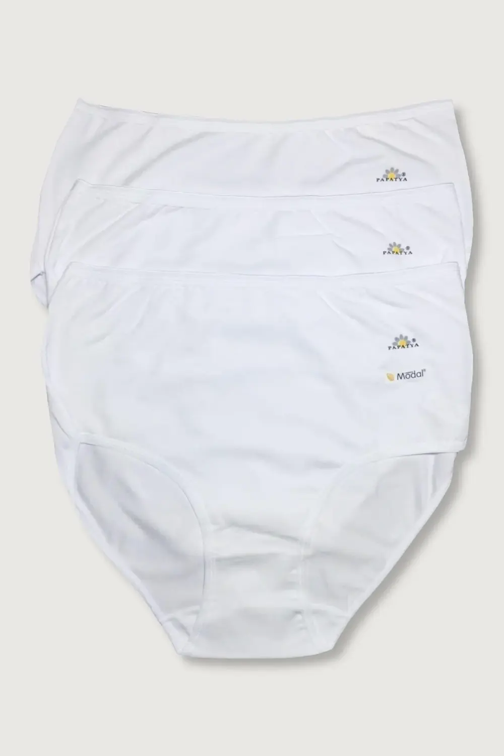 Yüksek Bel Beyaz Modal 3lü Külot-1851