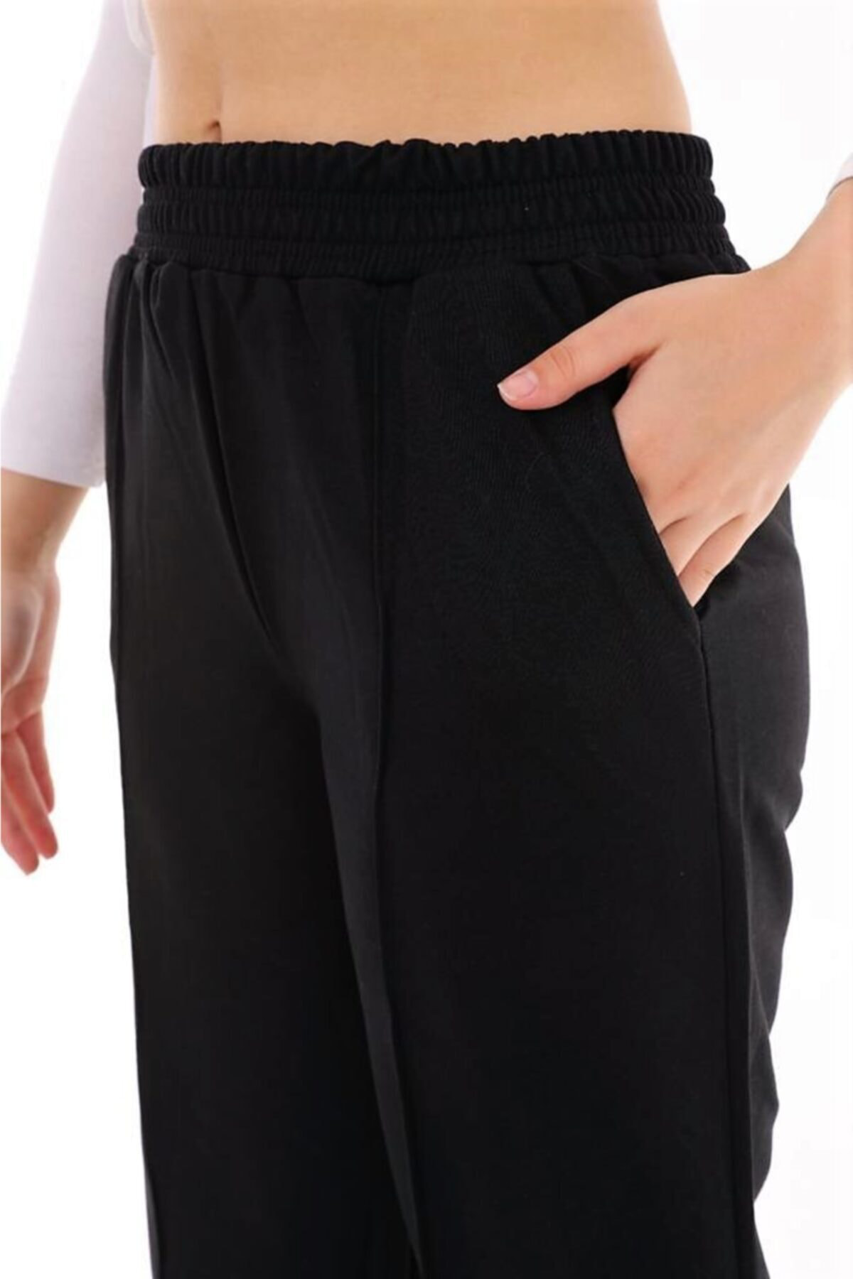 Form Angel Yüksek Bel Bol Paça Eşofman Altı Siyah